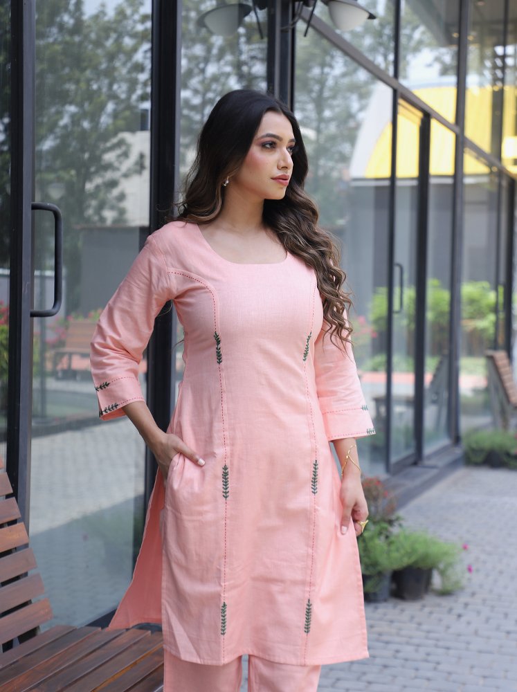 The princess kantha stitch kurta set